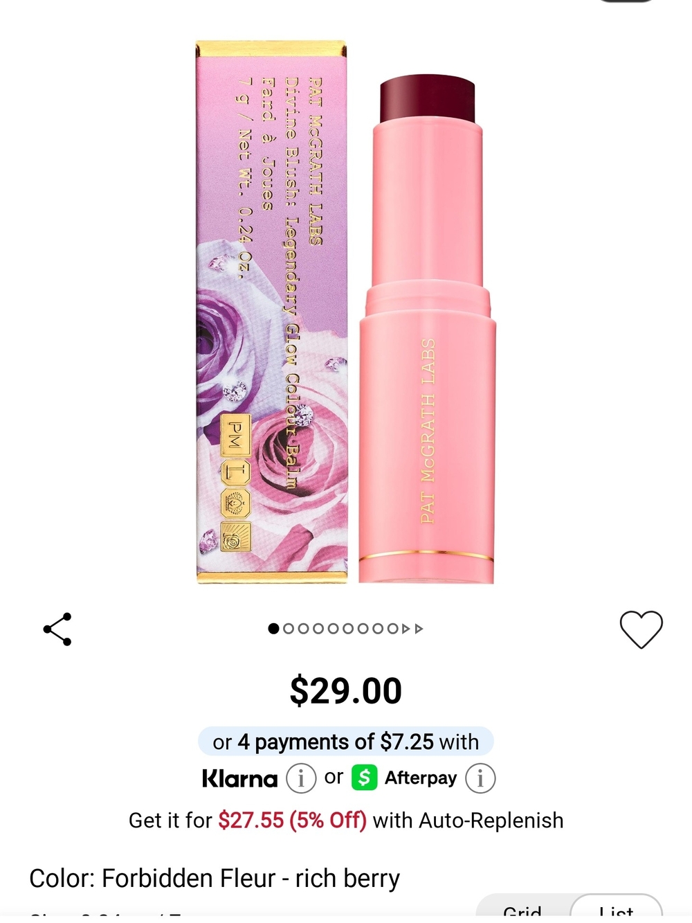 Pat McGrath Forbidden Fleur Cream Blush Stick — Rich Berry Plum